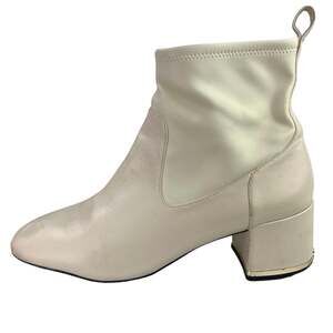 Coach Nala Chalk White Leather Zip Up Block Heel Western Ankle Boots Booties 10